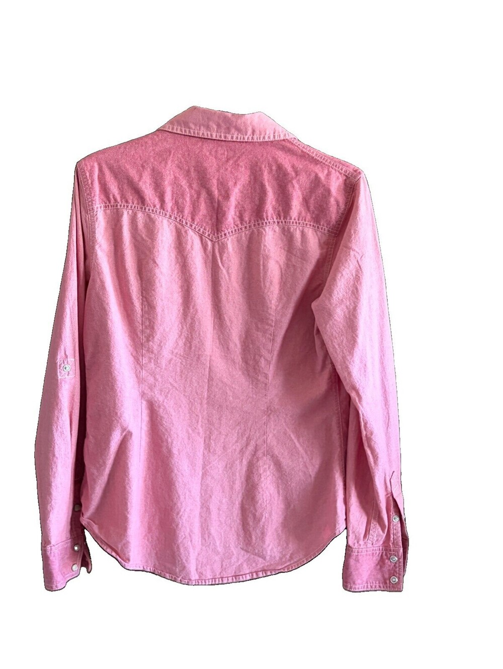 True Religion Women’s Pink Pearl Snap Western Shirt Large 100% Cotton LS - Picture 2 of 7